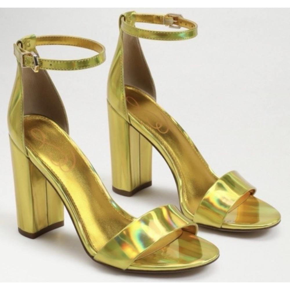 Sam Edelman Yaro Heel Womens Gold Metallic Adjustable Ankle Strap Size 6.5